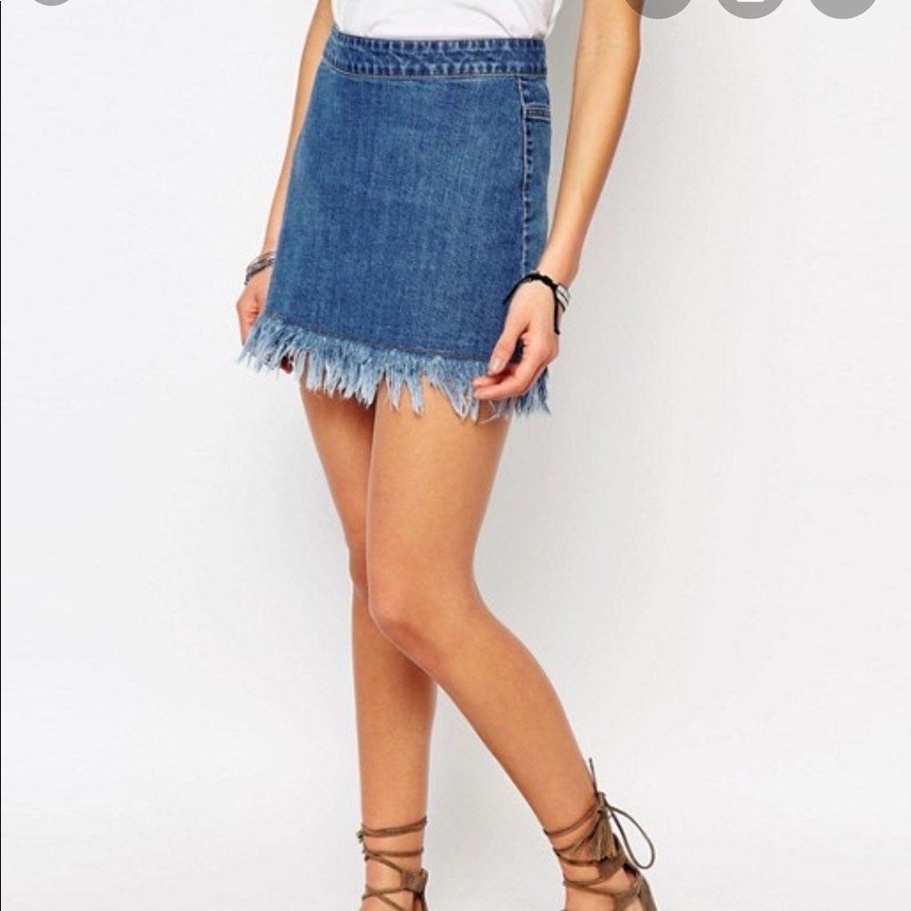 ASOS Frayed Hem Denim Skirt
